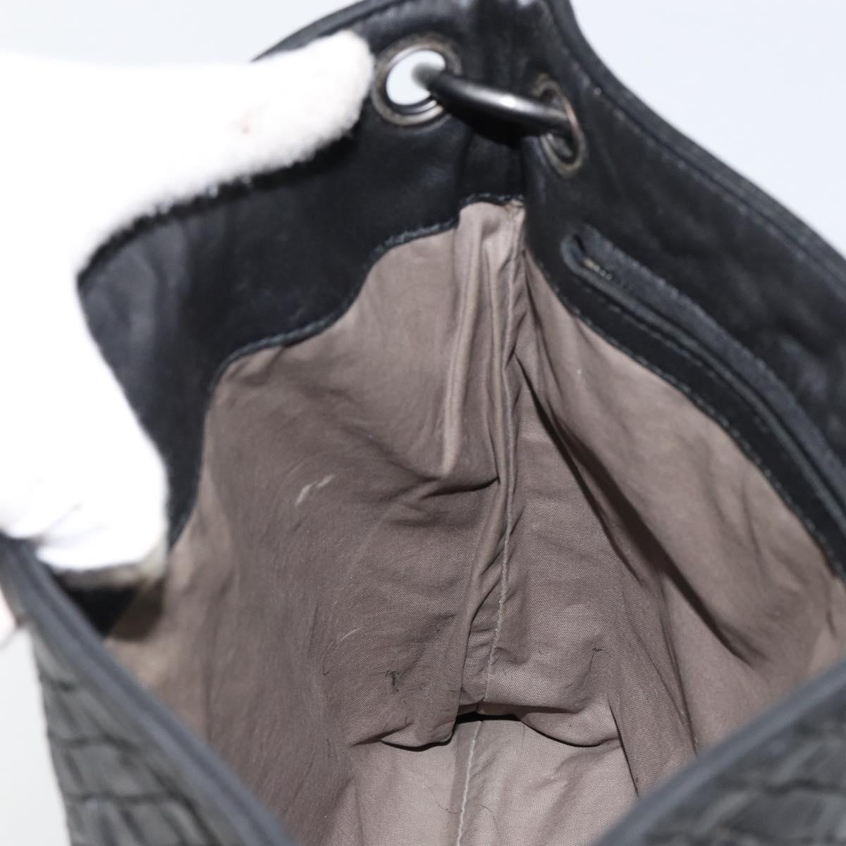 BOTTEGA VENETA INTRECCIATO Shoulder Bag Leather Black Auth 143339