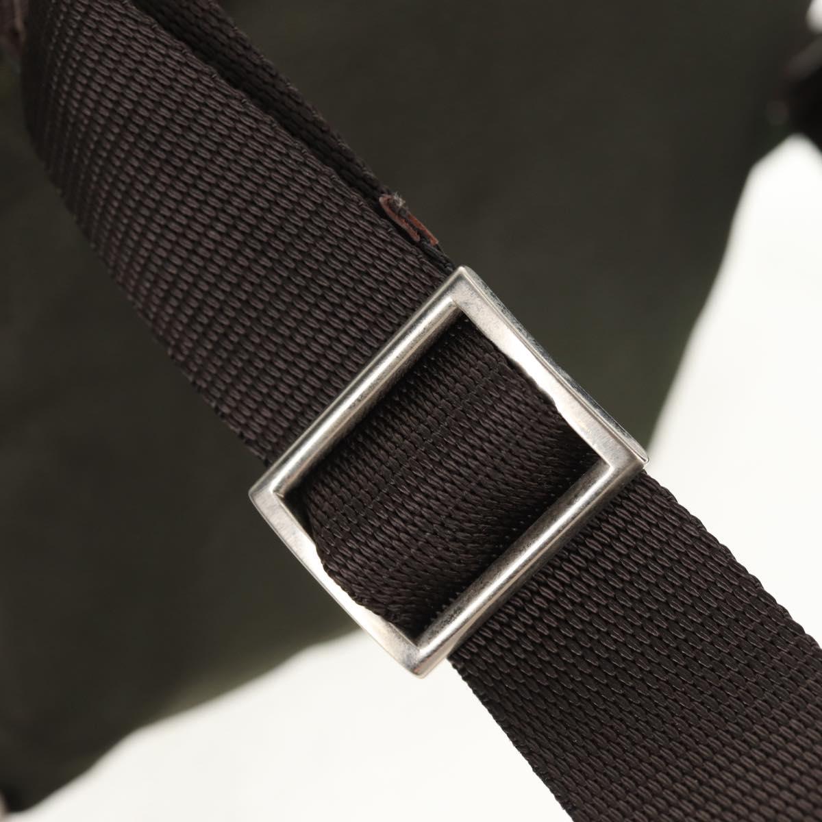 PRADA Backpack Nylon Khaki Silver Auth 143343