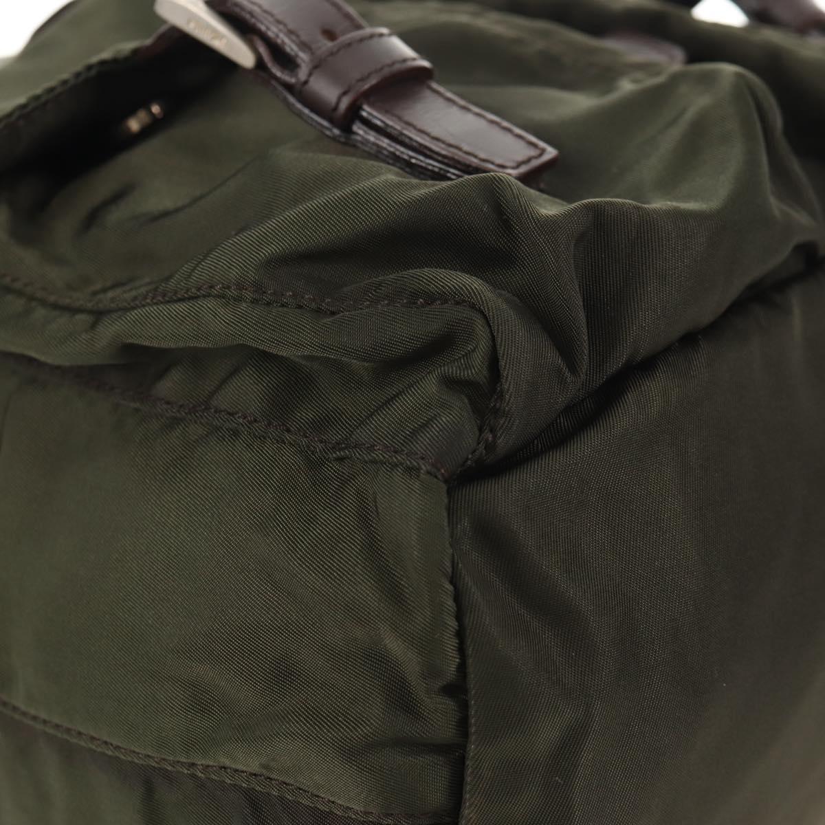 PRADA Backpack Nylon Khaki Silver Auth 143343