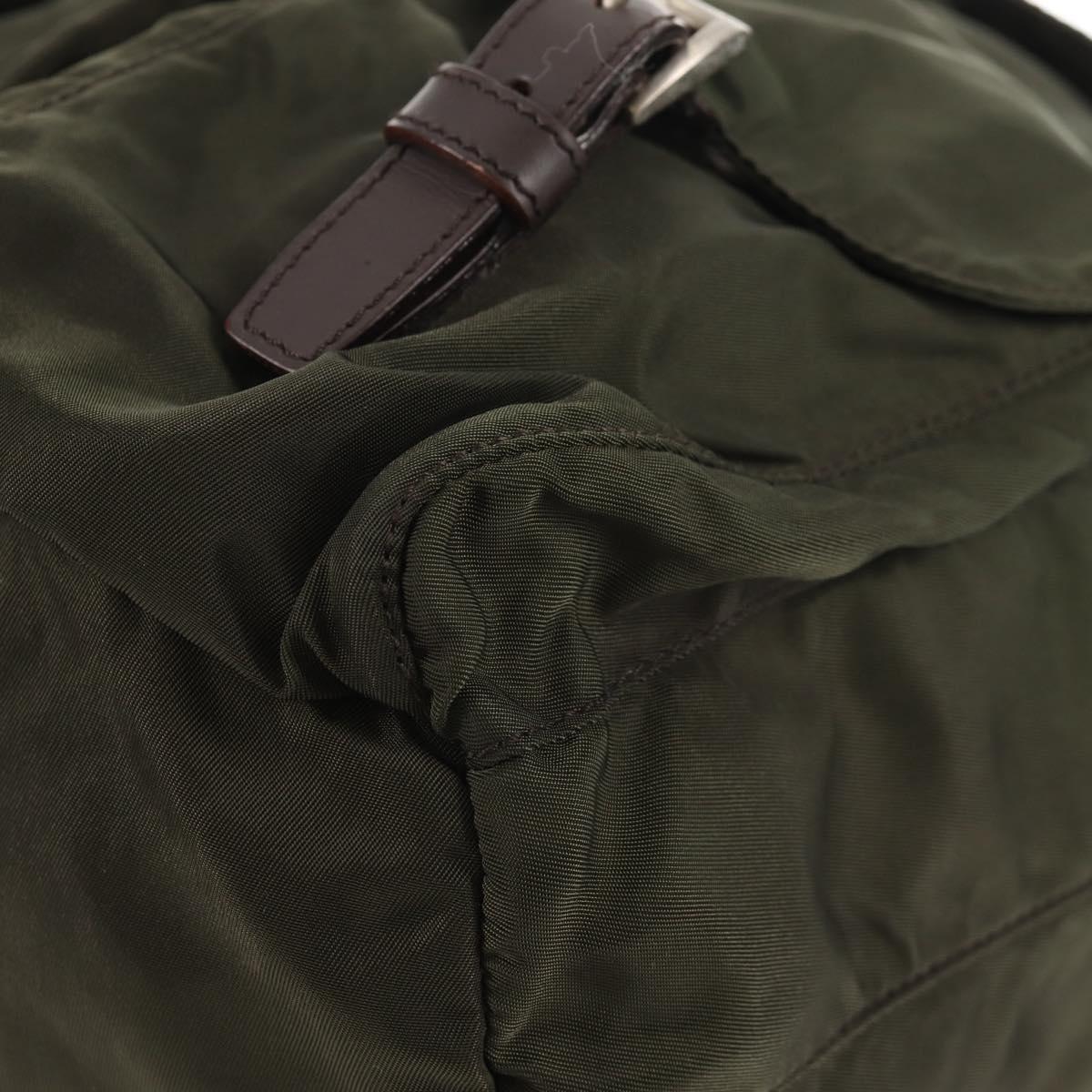 PRADA Backpack Nylon Khaki Silver Auth 143343