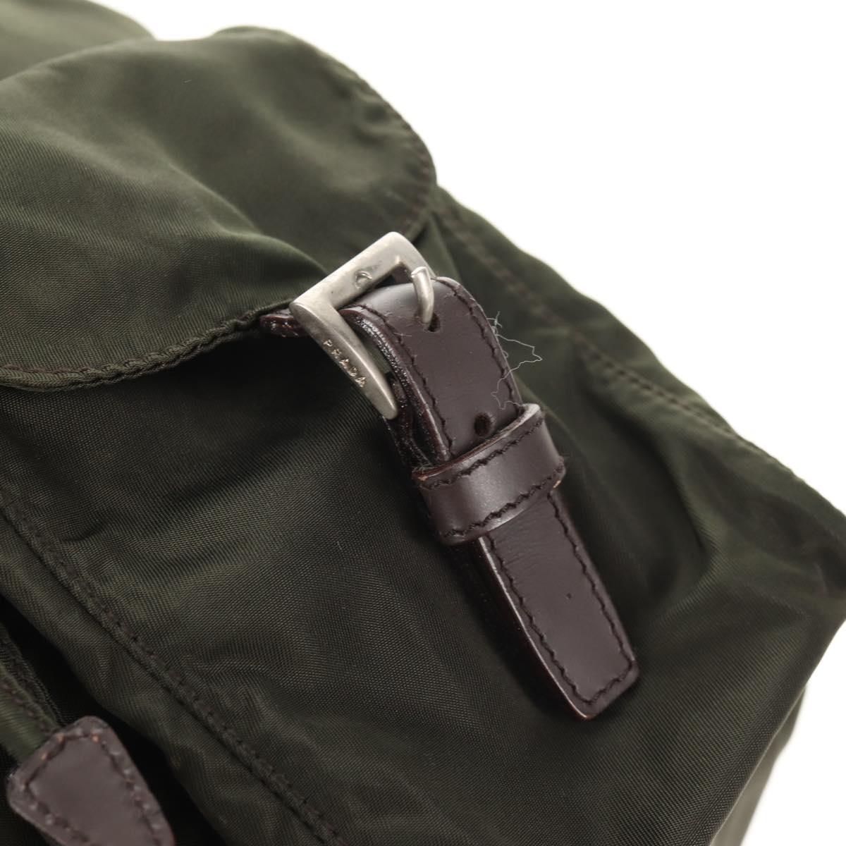PRADA Backpack Nylon Khaki Silver Auth 143343