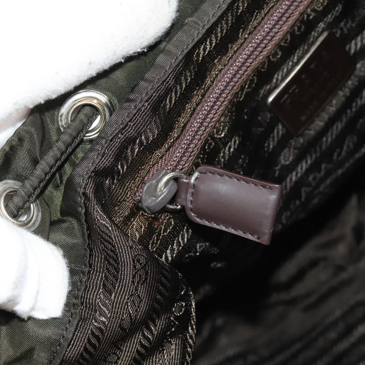PRADA Backpack Nylon Khaki Silver Auth 143343