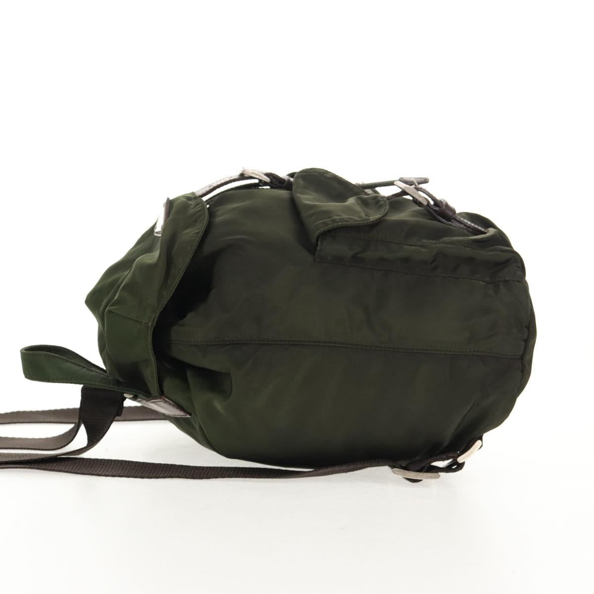 PRADA Backpack Nylon Khaki Silver Auth 143343