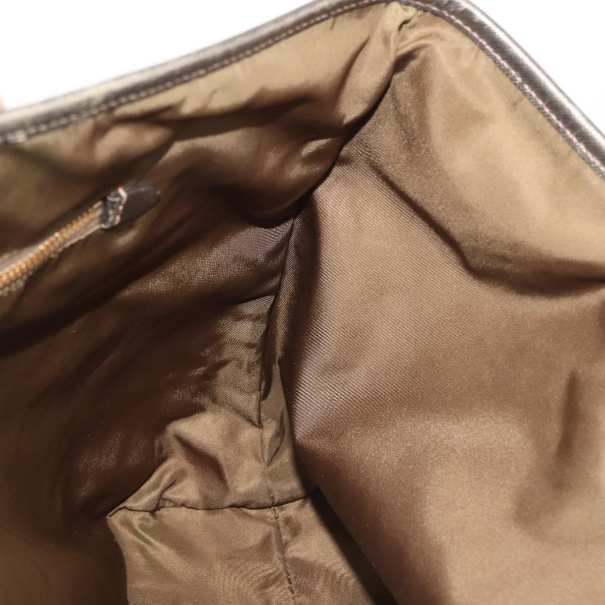 PRADA Tote Bag Nylon Khaki Gold Auth 143347