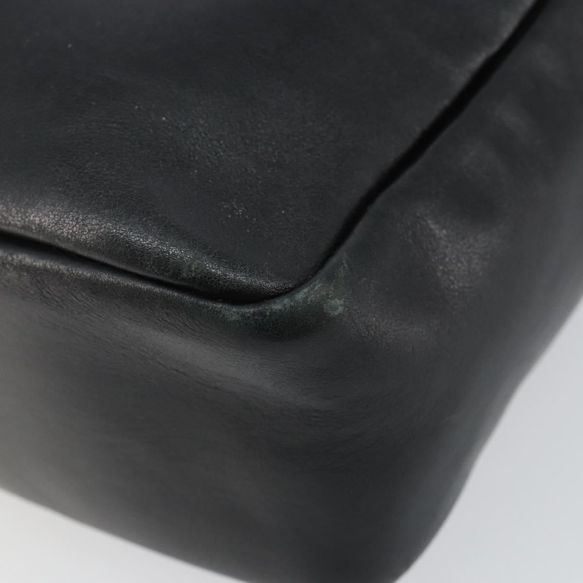 GUCCI Bamboo Hand Bag Leather Black Gold 000 2865 0575 Auth 143348