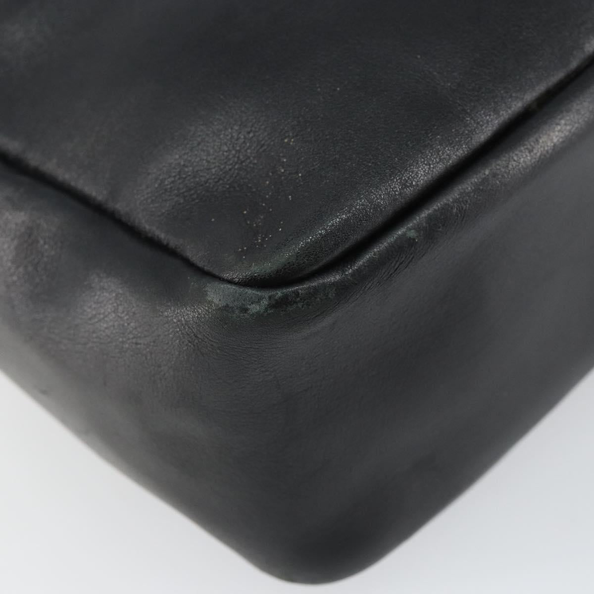 GUCCI Bamboo Hand Bag Leather Black Gold 000 2865 0575 Auth 143348