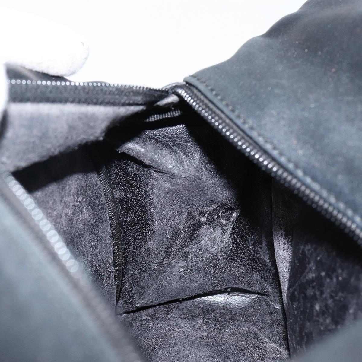 GUCCI Bamboo Hand Bag Leather Black Gold 000 2865 0575 Auth 143348