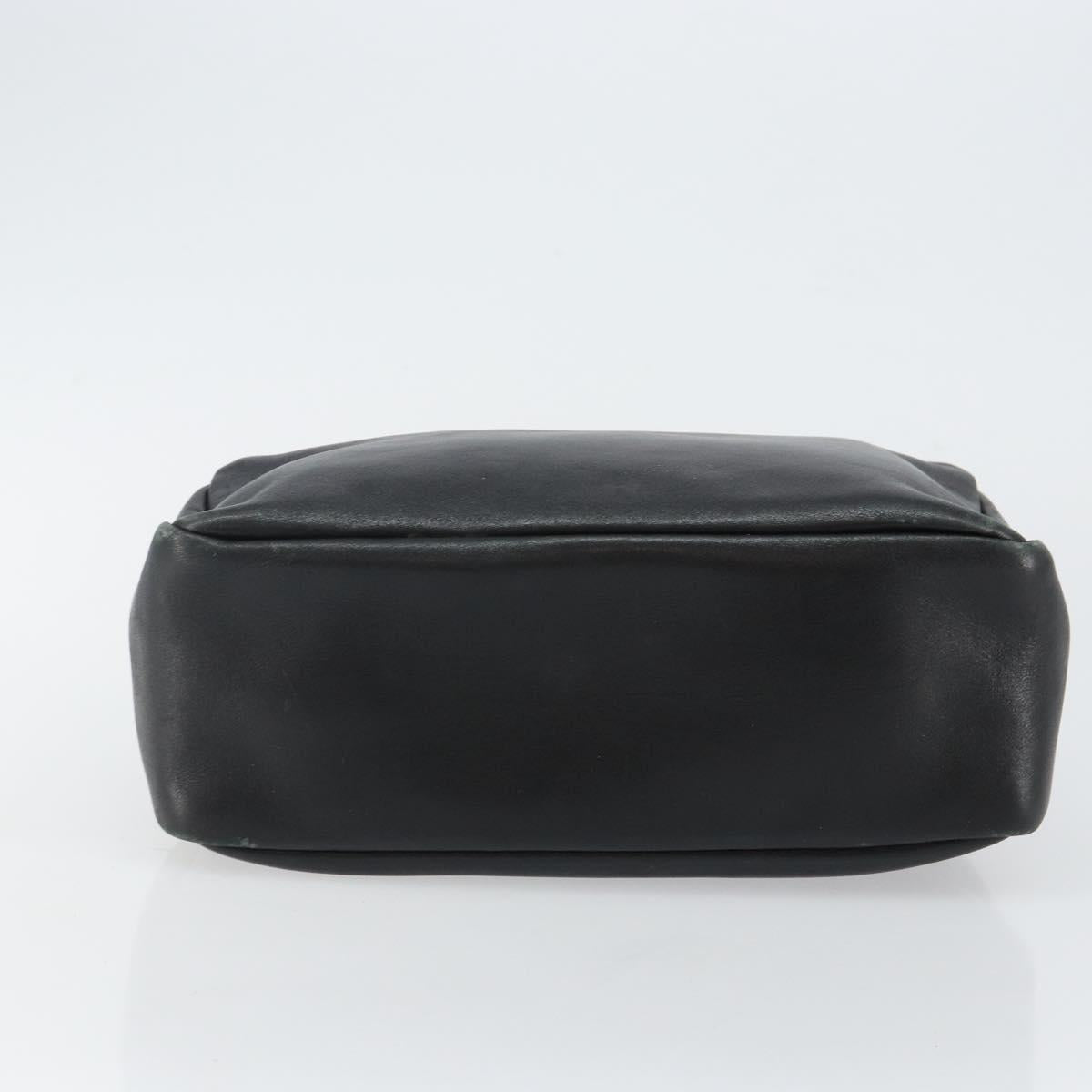 GUCCI Bamboo Hand Bag Leather Black Gold 000 2865 0575 Auth 143348