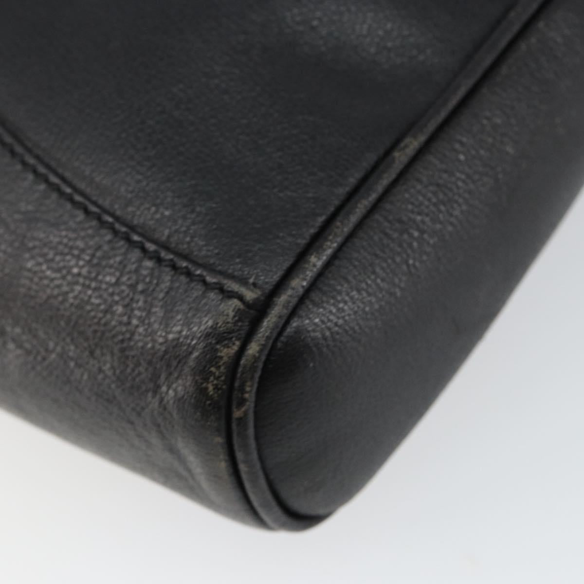 GUCCI Clutch Bag Leather Black Gold Auth 143350