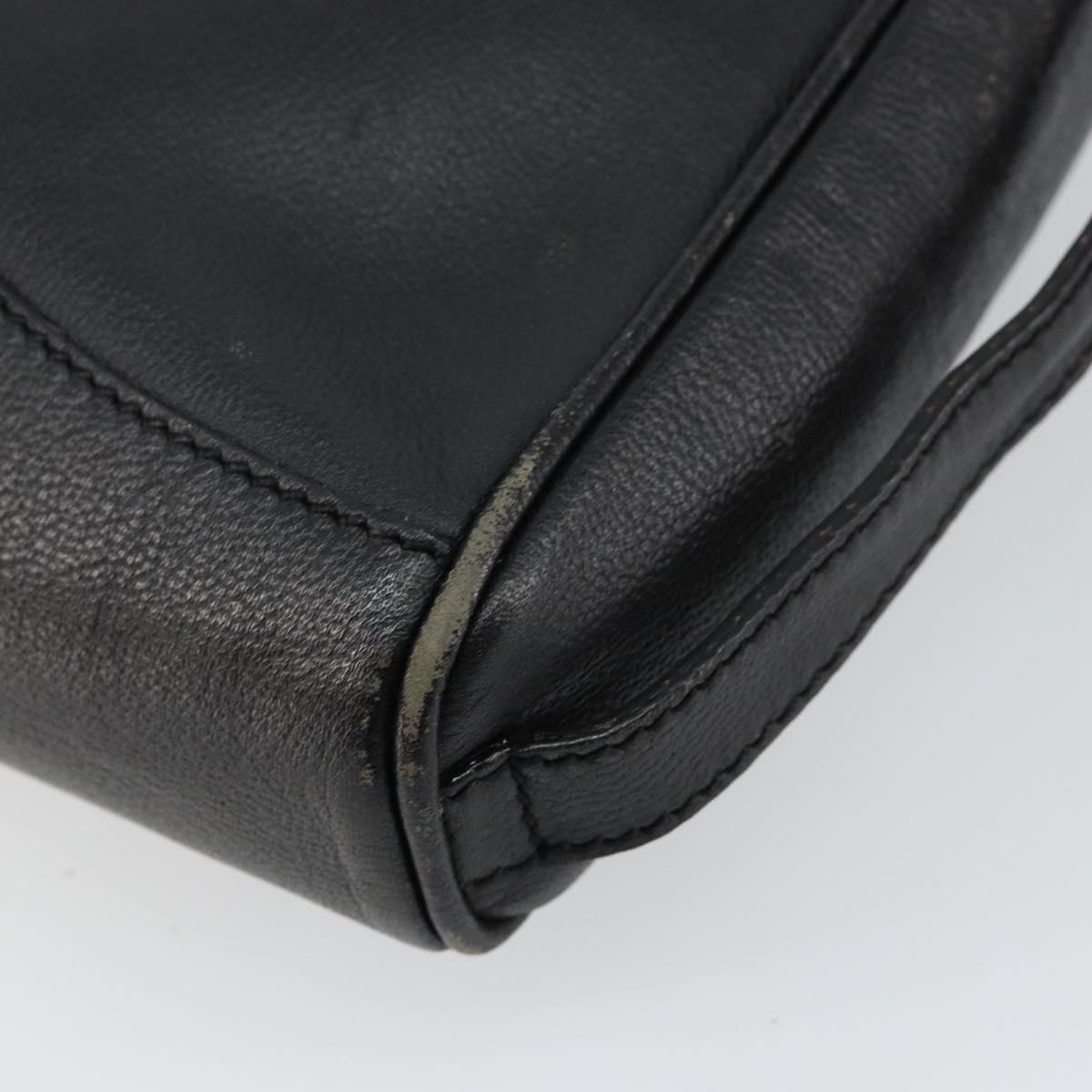 GUCCI Clutch Bag Leather Black Gold Auth 143350