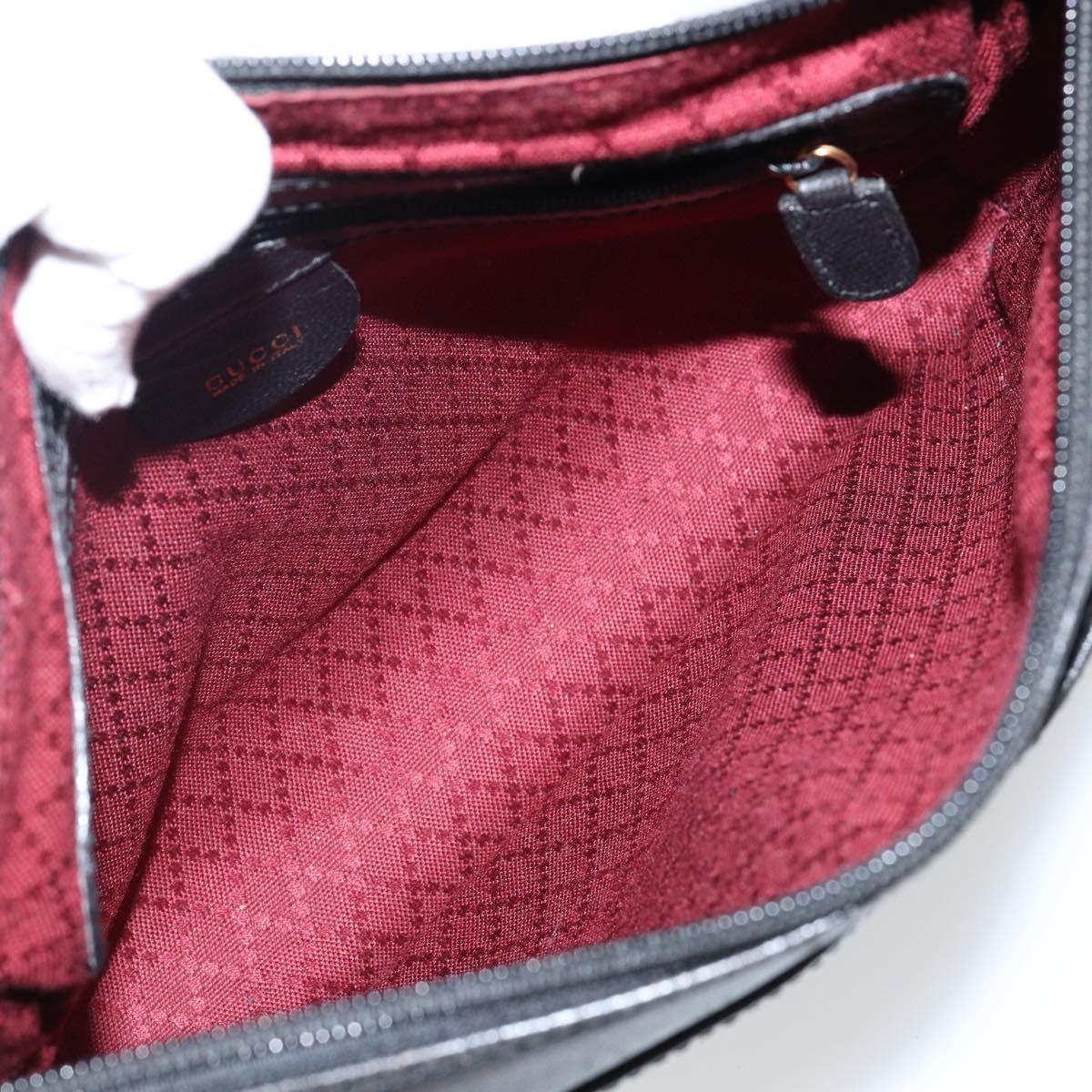 GUCCI Clutch Bag Leather Black Gold Auth 143350