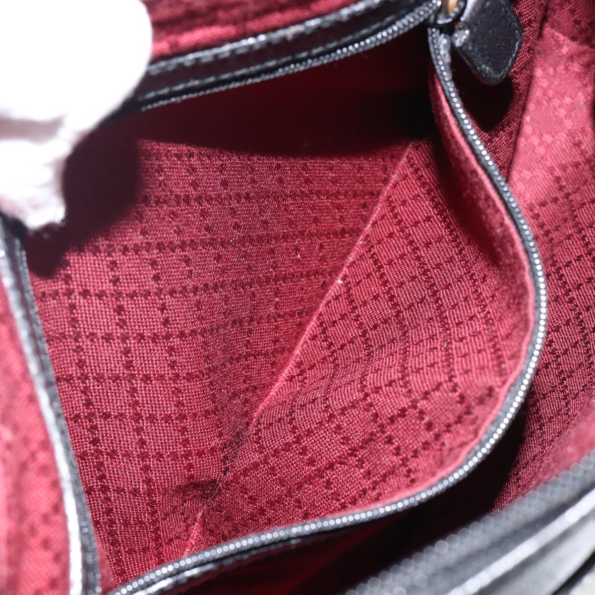 GUCCI Clutch Bag Leather Black Gold Auth 143350