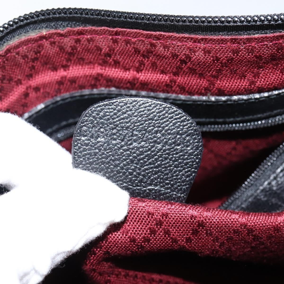 GUCCI Clutch Bag Leather Black Gold Auth 143350