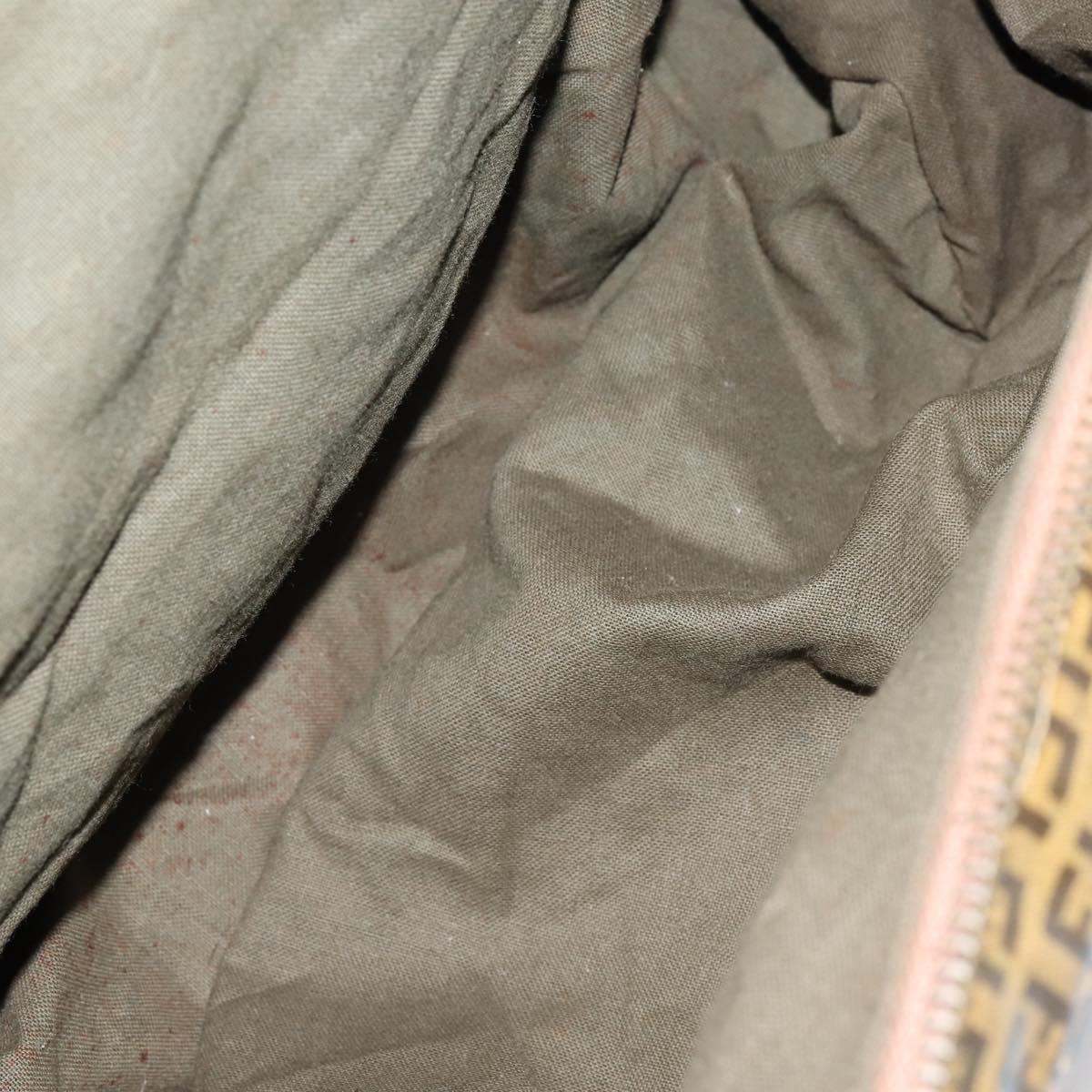 FENDI Zucchino Canvas Boston Bag Coated Canvas Brown Gold Auth 143353