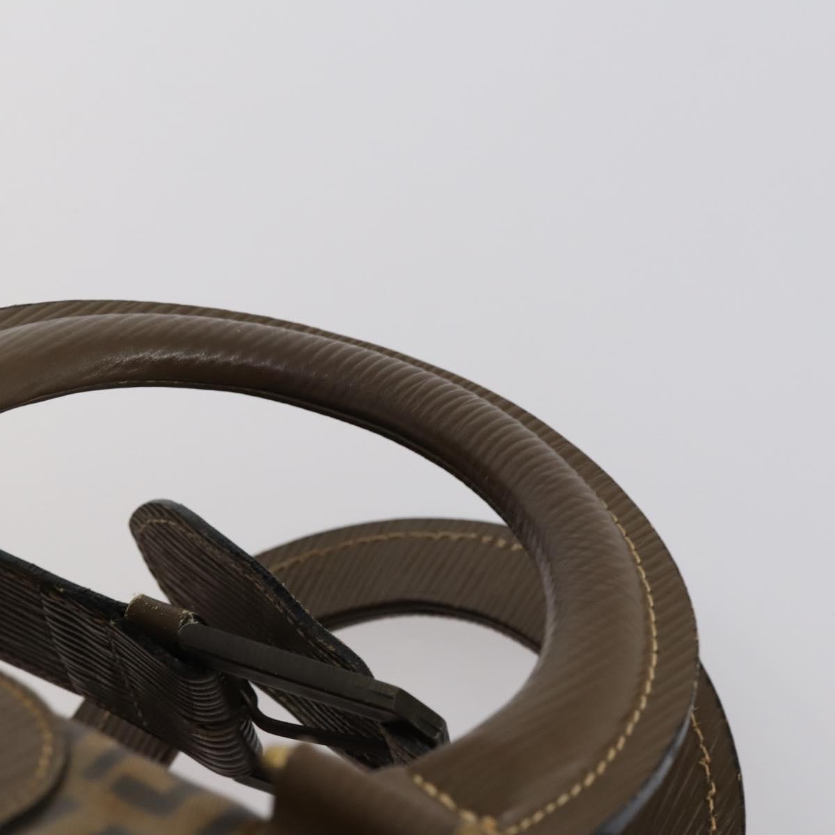 FENDI Zucchino Canvas Boston Bag Coated Canvas Brown Gold Auth 143353