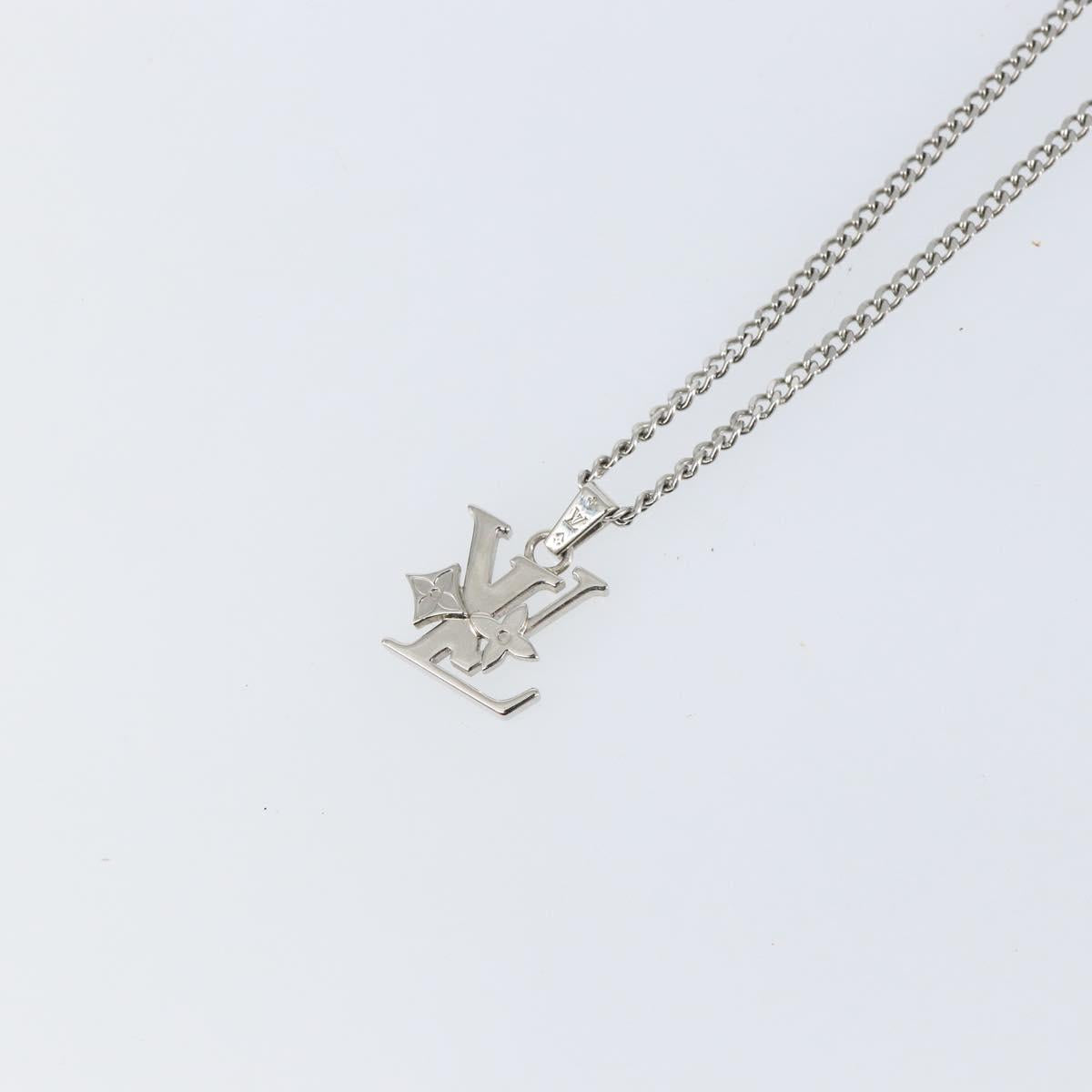 LOUIS VUITTON Monogram Row Necklace metal Silver M02254 LV Auth 143366