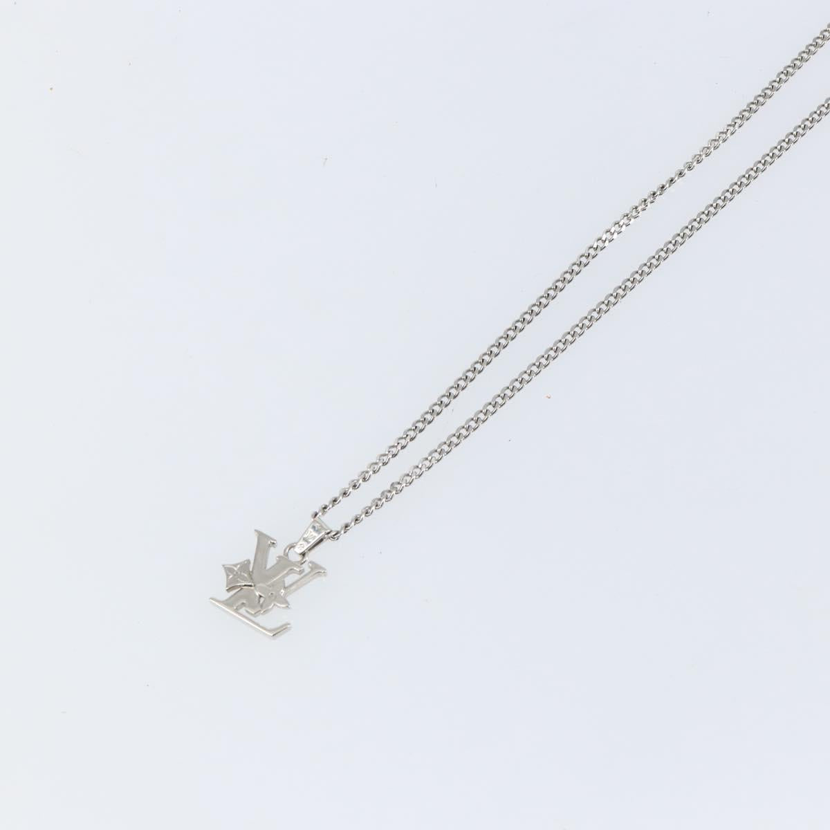 LOUIS VUITTON Monogram Row Necklace metal Silver M02254 LV Auth 143366