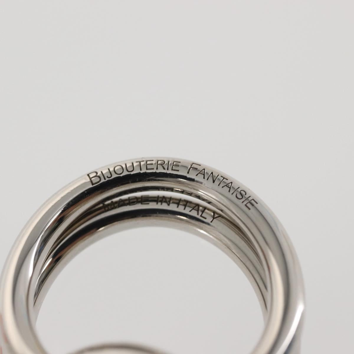 HERMES Molded Brass Scarf Ring metal Silver Auth 143374