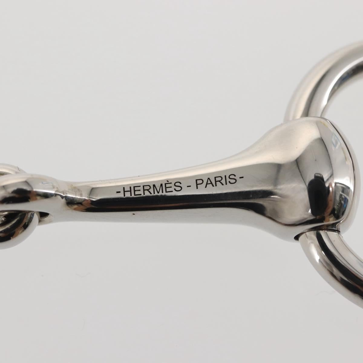 HERMES Molded Brass Scarf Ring metal Silver Auth 143374