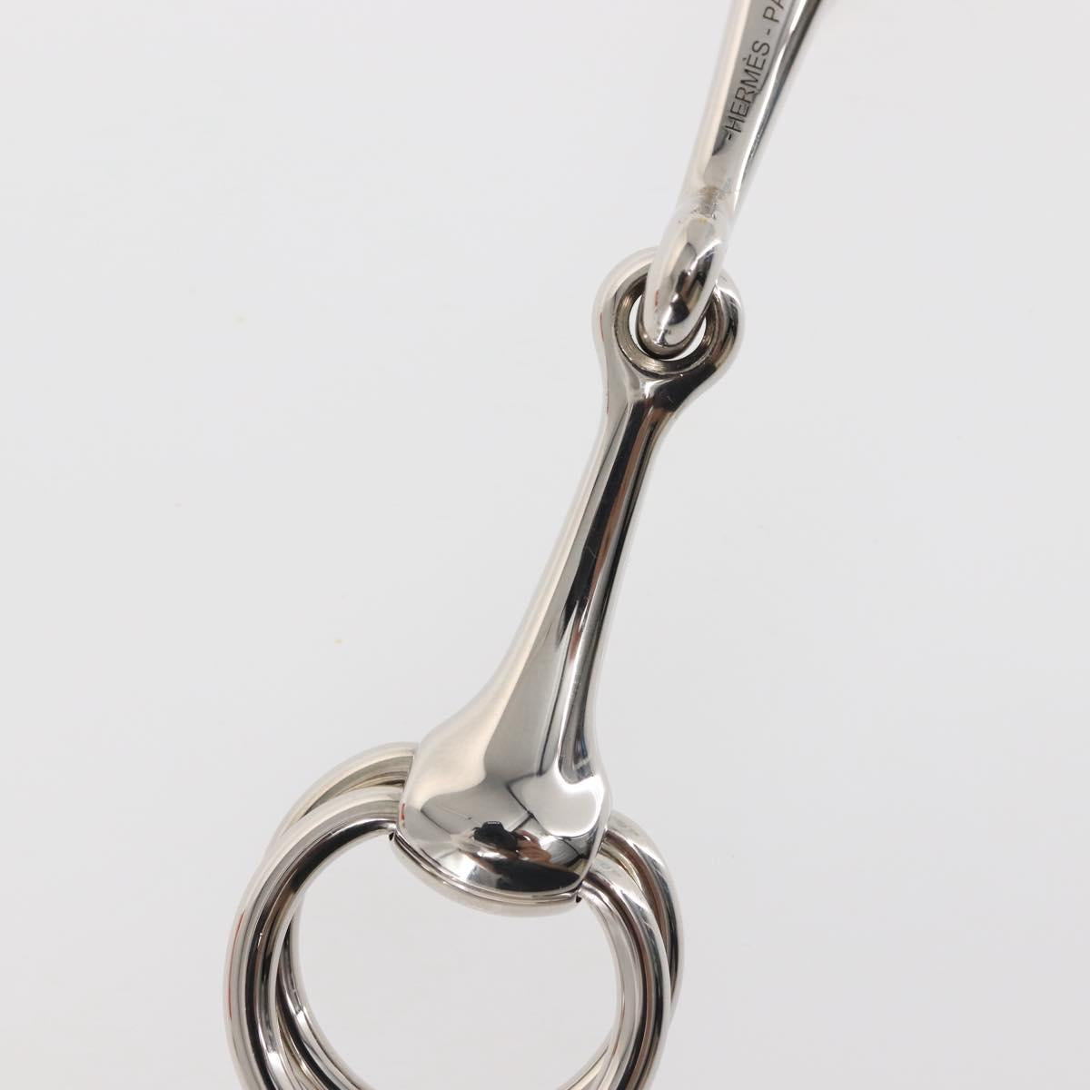 HERMES Molded Brass Scarf Ring metal Silver Auth 143374