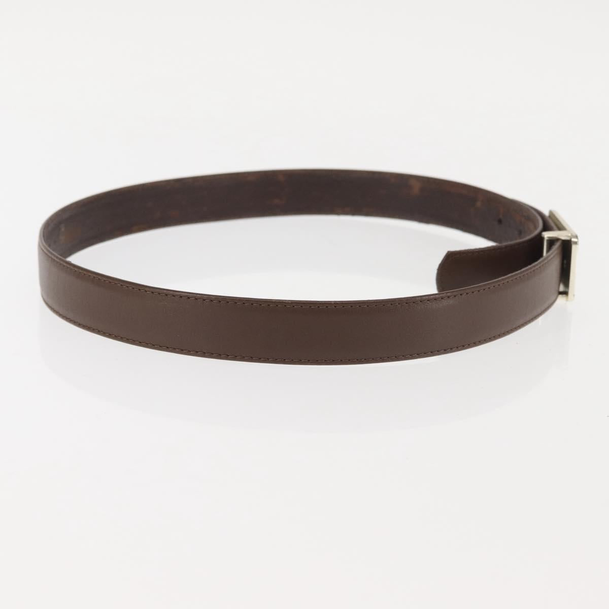 CHANEL Belt Leather 33.1"" Brown CC Auth 143375