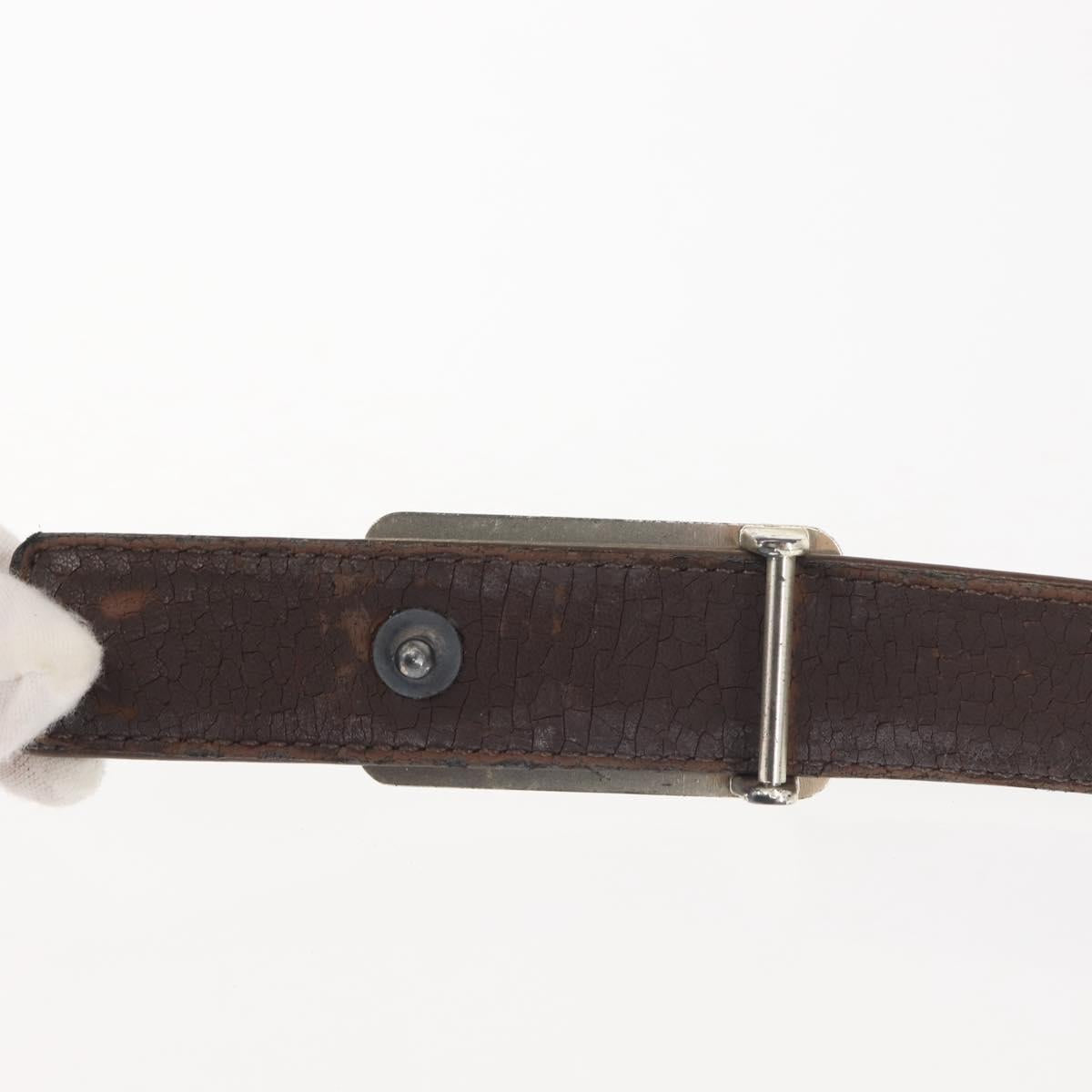 CHANEL Belt Leather 33.1"" Brown CC Auth 143375