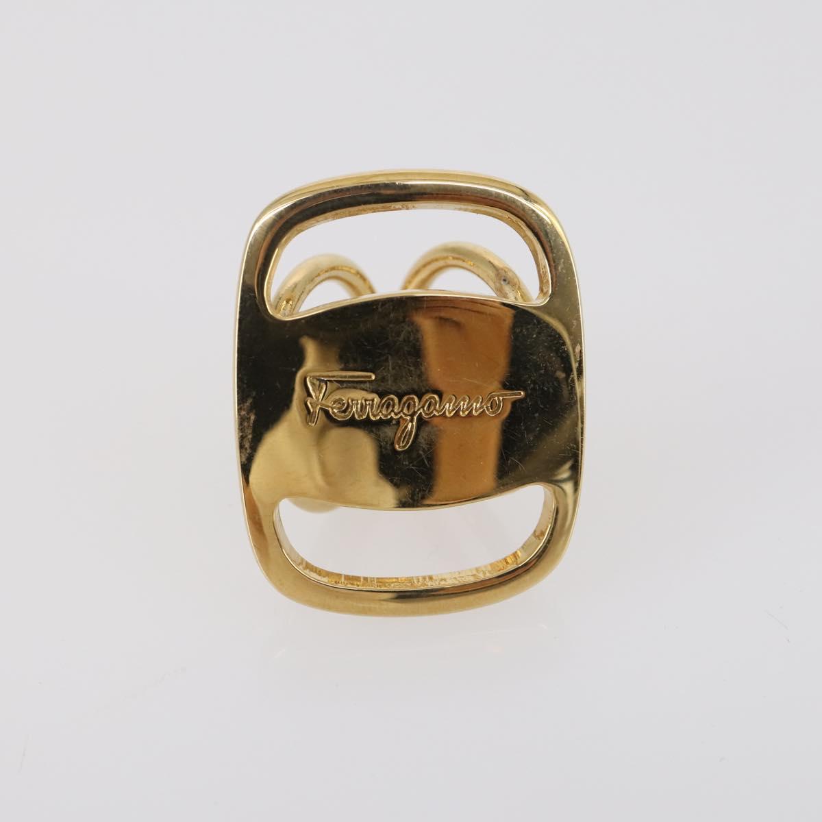 Salvatore Ferragamo Scarf Ring metal 4Set Gold Auth 143378