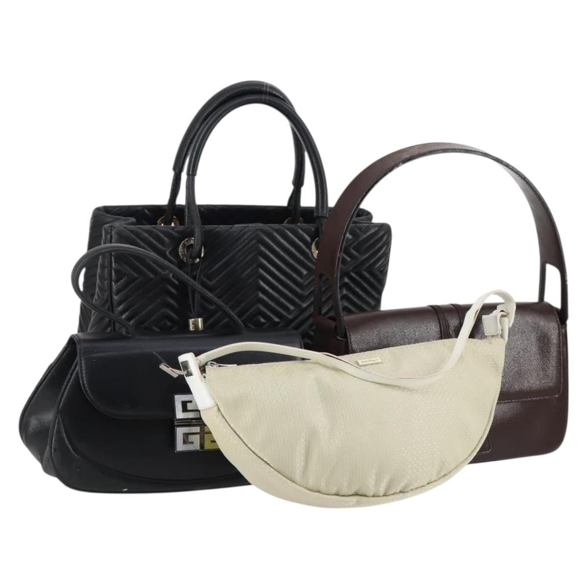 GIVENCHY Ferragamo BALLY Shoulder Bag Leather 4Set Black Auth 143392