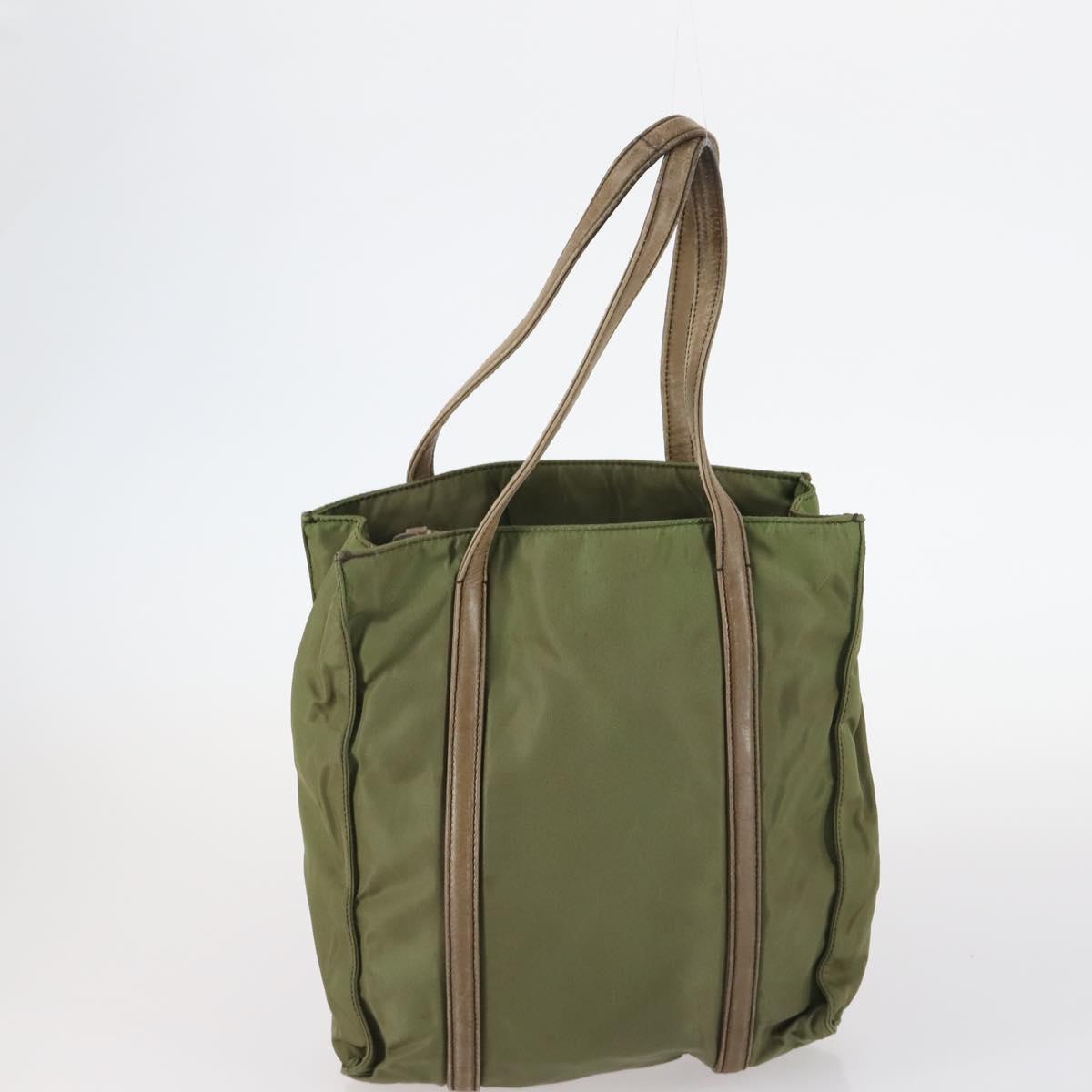 PRADA Tote Bag Nylon 2Set Khaki Black Auth 143394