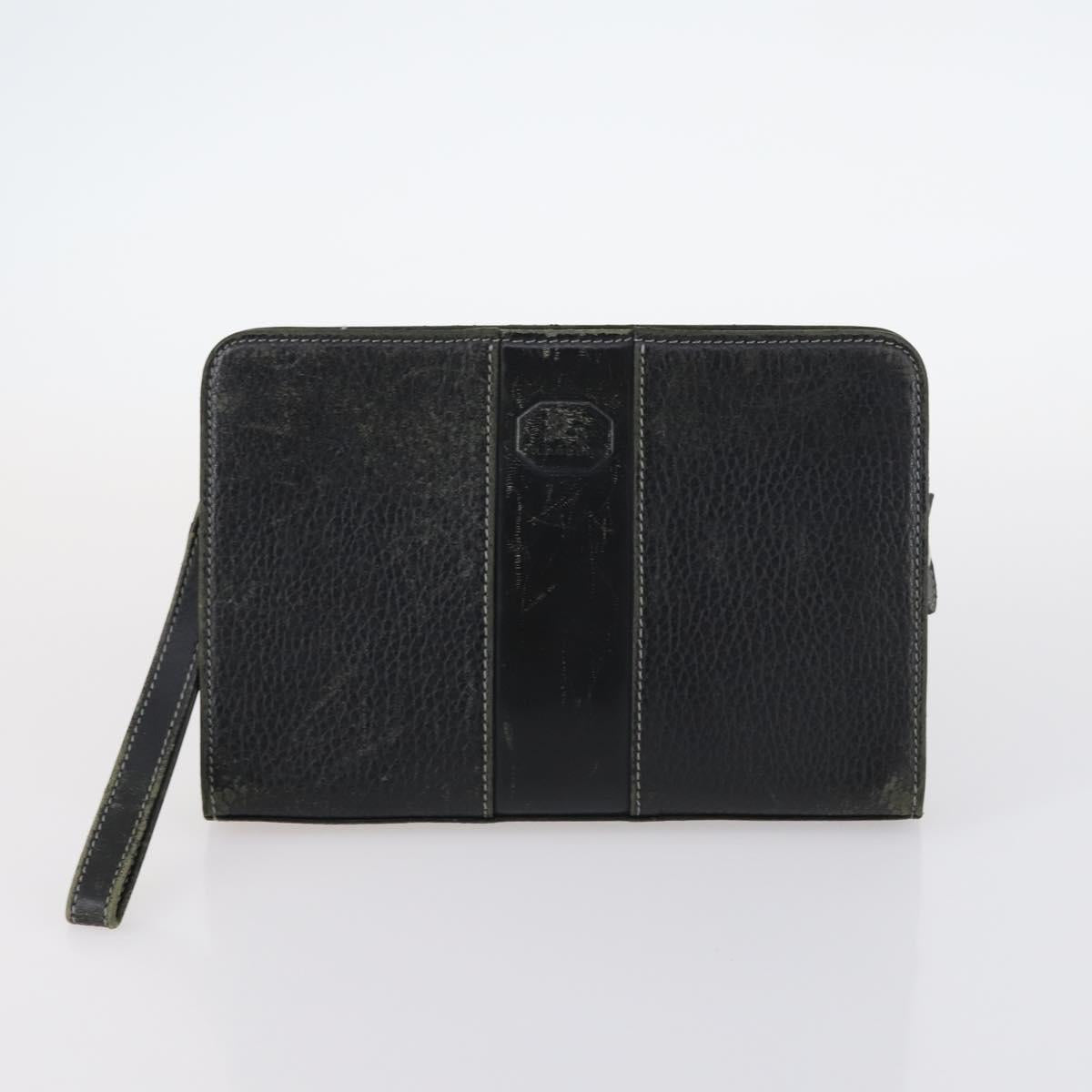 BURBERRY Nova Check Tote Bag Leather Canvas 2Set Black Beige Auth 143395