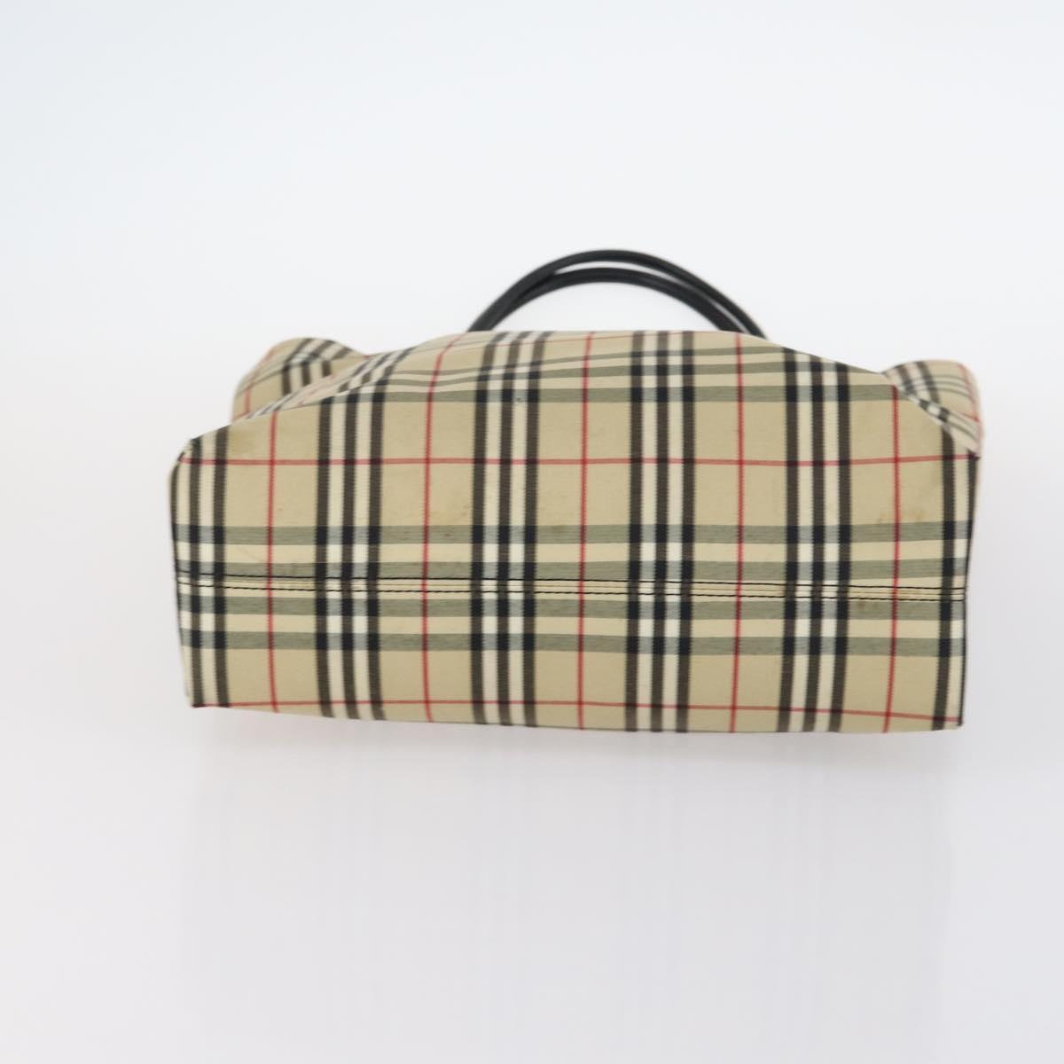 BURBERRY Nova Check Tote Bag Leather Canvas 2Set Black Beige Auth 143395