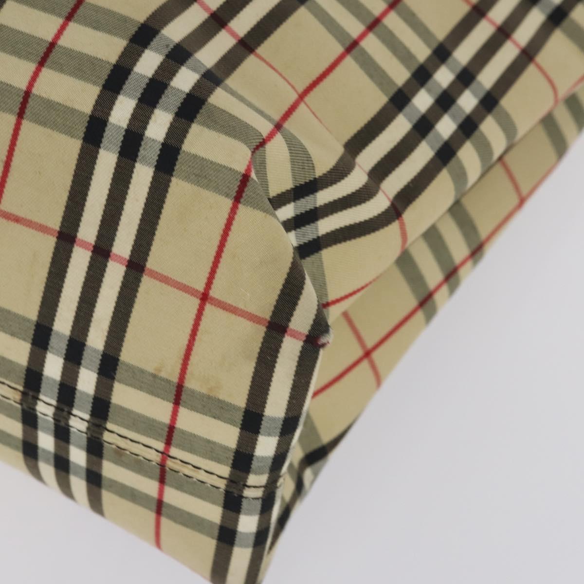 BURBERRY Nova Check Tote Bag Leather Canvas 2Set Black Beige Auth 143395