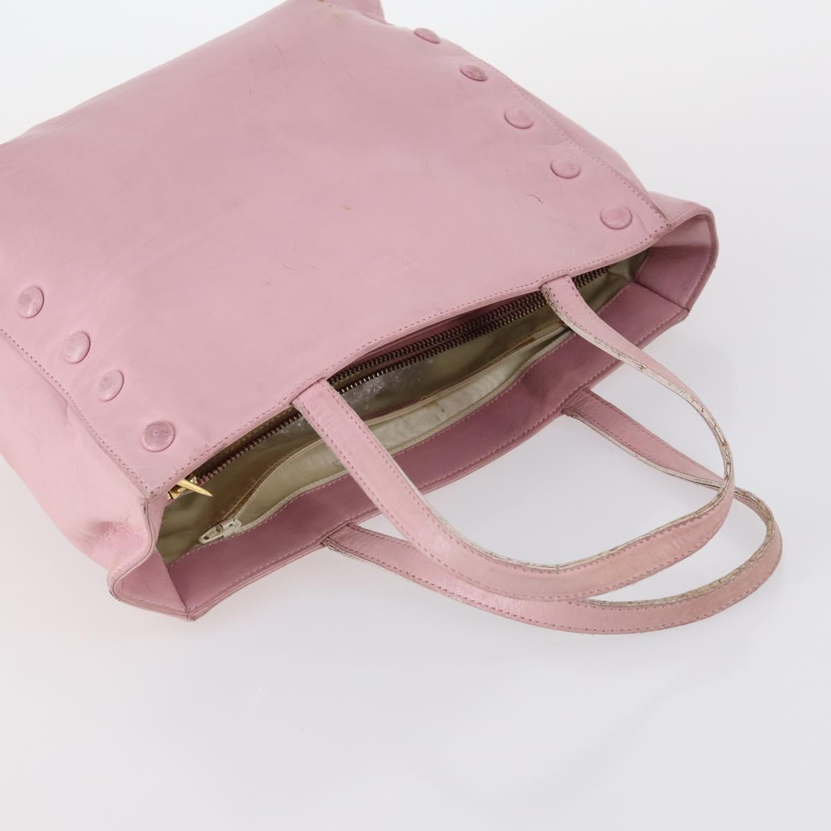 CELINE Macadam Canvas Tote Bag Leather 2Set Pink Beige Auth 143396