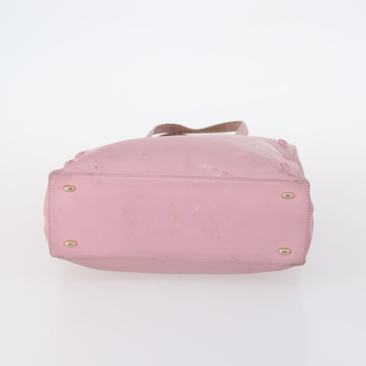 CELINE Macadam Canvas Tote Bag Leather 2Set Pink Beige Auth 143396