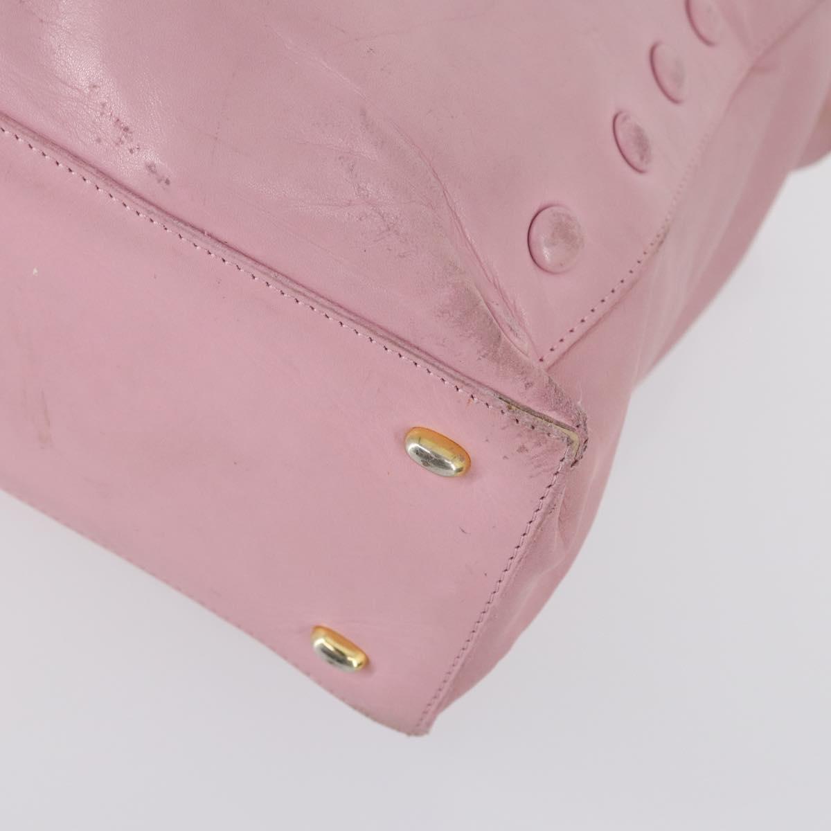 CELINE Macadam Canvas Tote Bag Leather 2Set Pink Beige Auth 143396