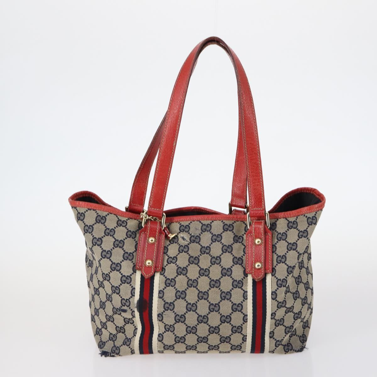 GUCCI GG Canvas GG Supreme Shoulder Bag PVC 4Set Beige Black Auth 143398