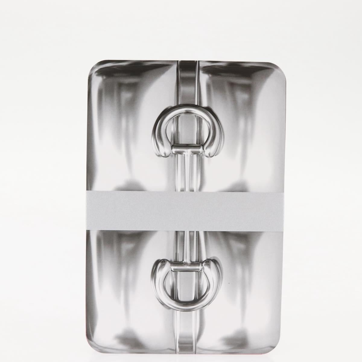 GUCCI Horsebit Card Case & Playing Cards Set Silver 700469 Auth 143399