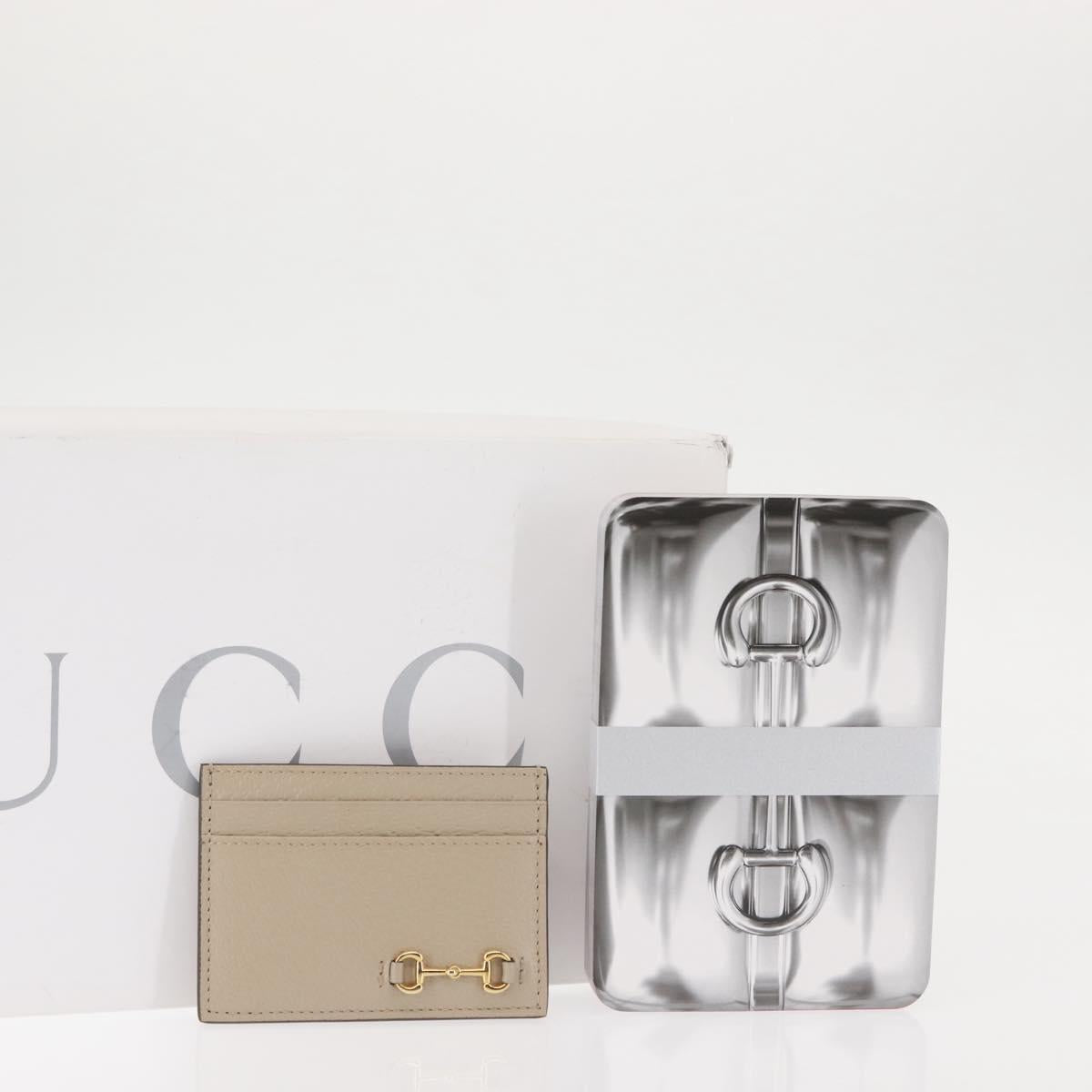 GUCCI Horsebit Card Case & Playing Cards Set Silver 700469 Auth 143399