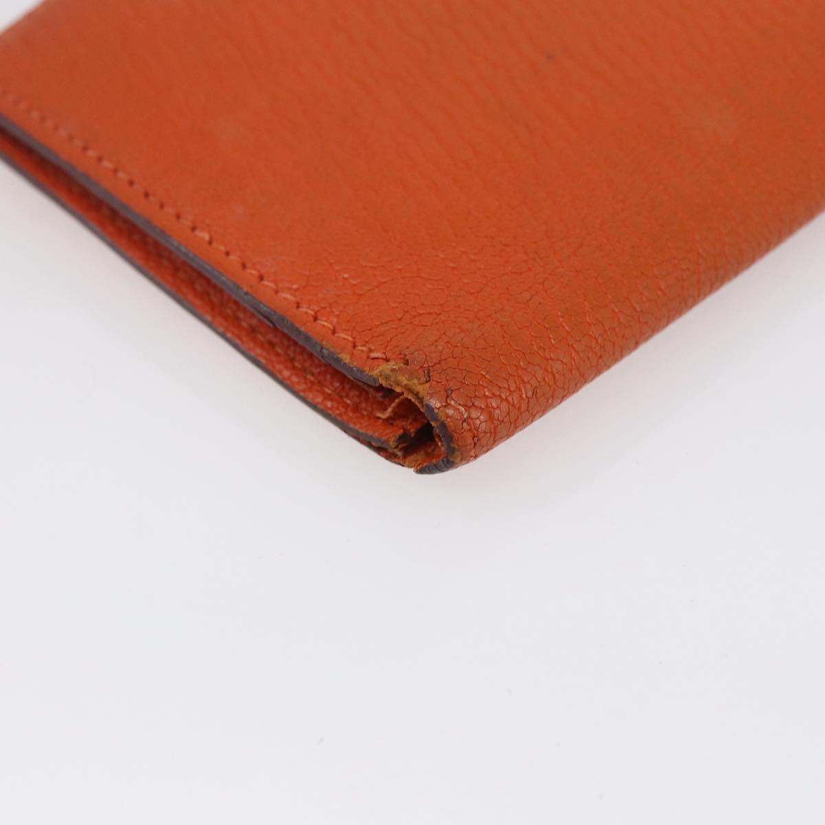 HERMES Bean Soufflé Wallet Leather Orange Auth 143412