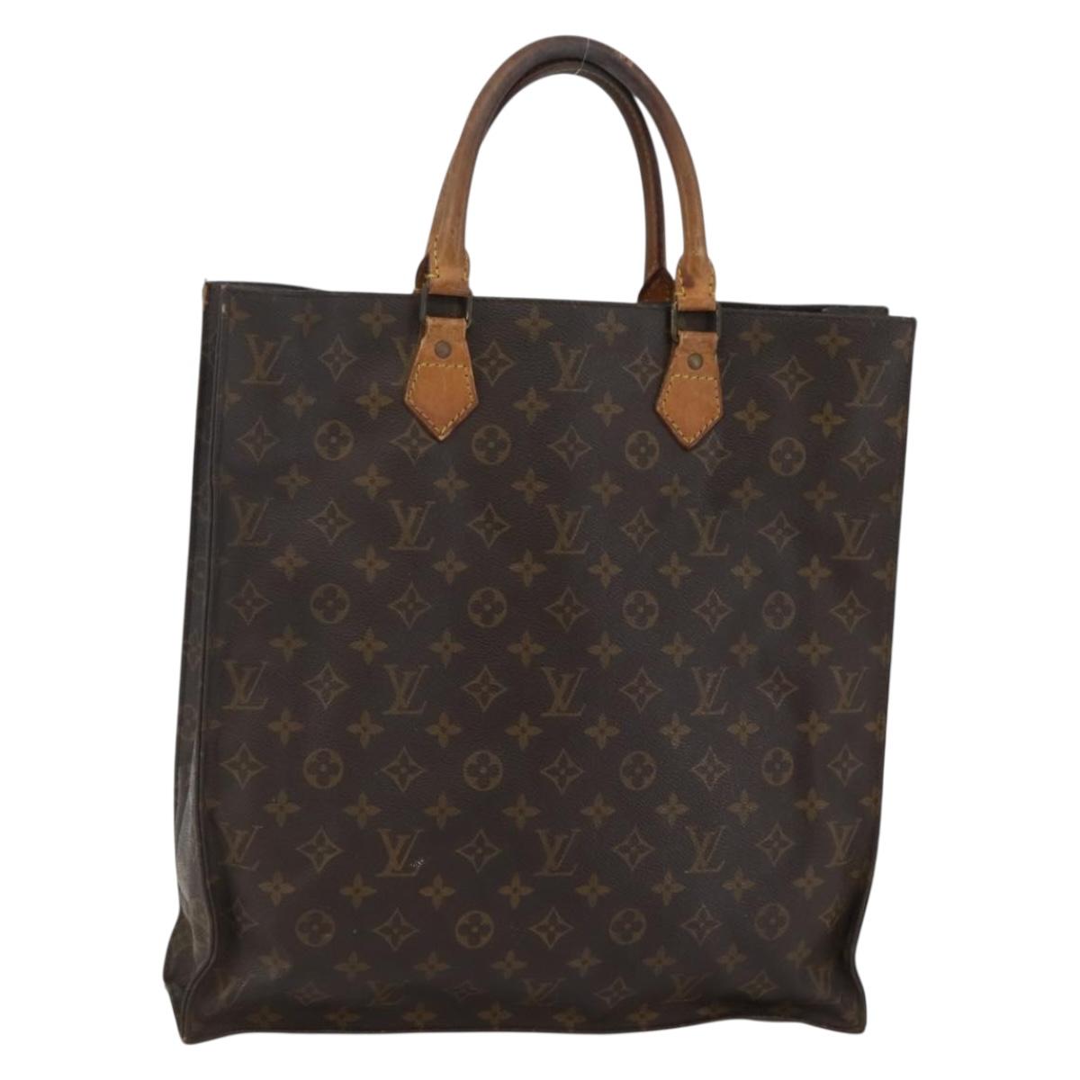 LOUIS VUITTON Monogram Sac Plat Hand Bag M51140 LV Auth 143478