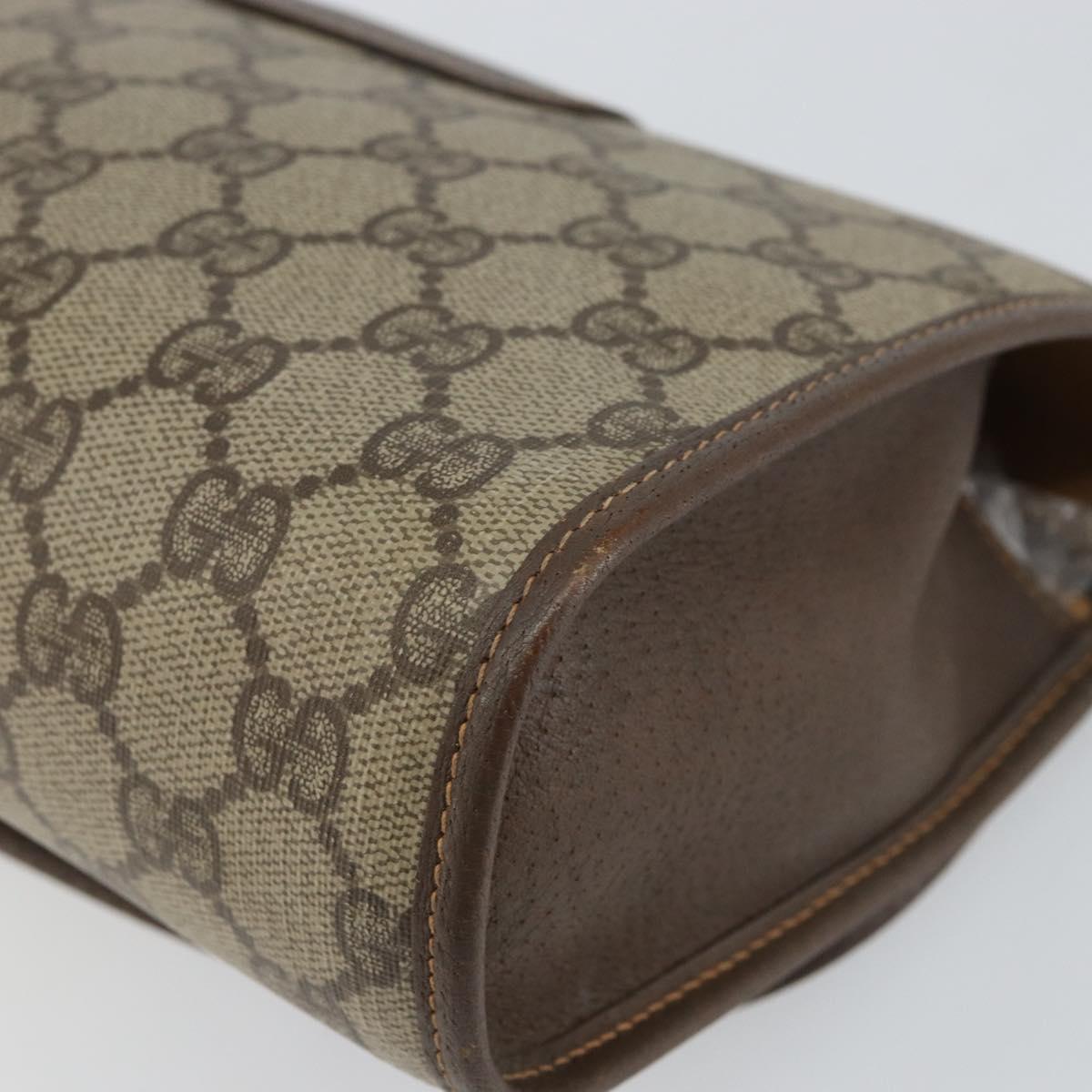 GUCCI GG Supreme Web Sherry Line Bag PVC Beige Gold 156 01 030 Auth 143490