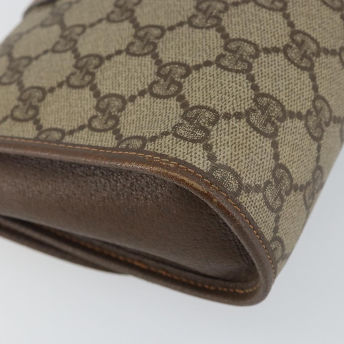 GUCCI GG Supreme Web Sherry Line Bag PVC Beige Gold 156 01 030 Auth 143490