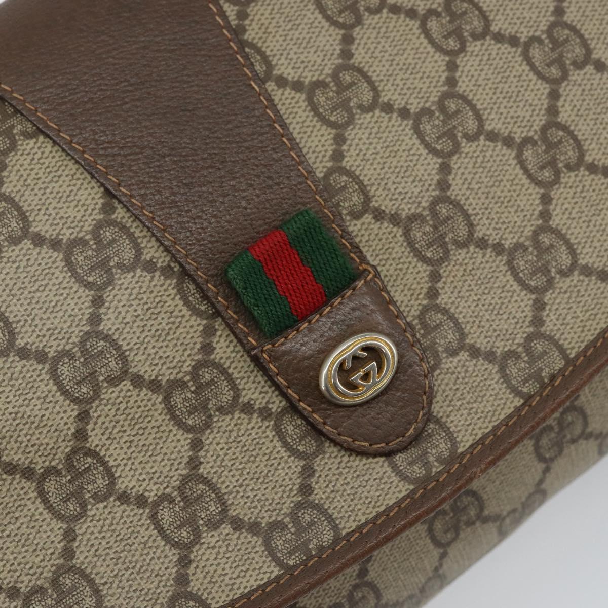 GUCCI GG Supreme Web Sherry Line Bag PVC Beige Gold 156 01 030 Auth 143490