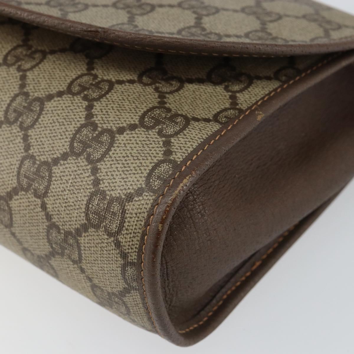 GUCCI GG Supreme Web Sherry Line Bag PVC Beige Gold 156 01 030 Auth 143490