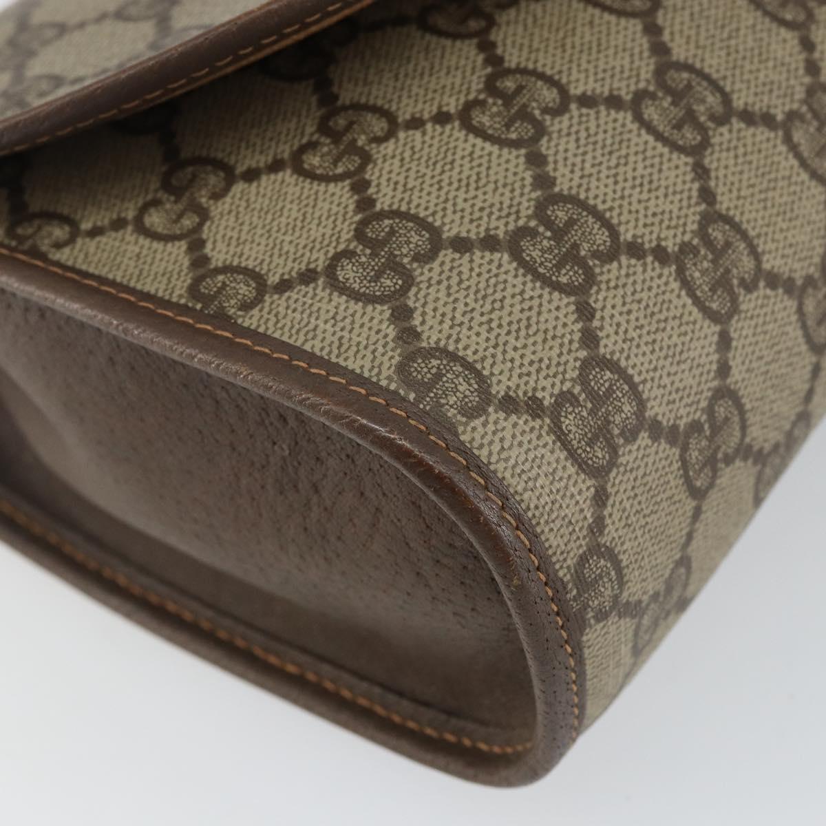 GUCCI GG Supreme Web Sherry Line Bag PVC Beige Gold 156 01 030 Auth 143490