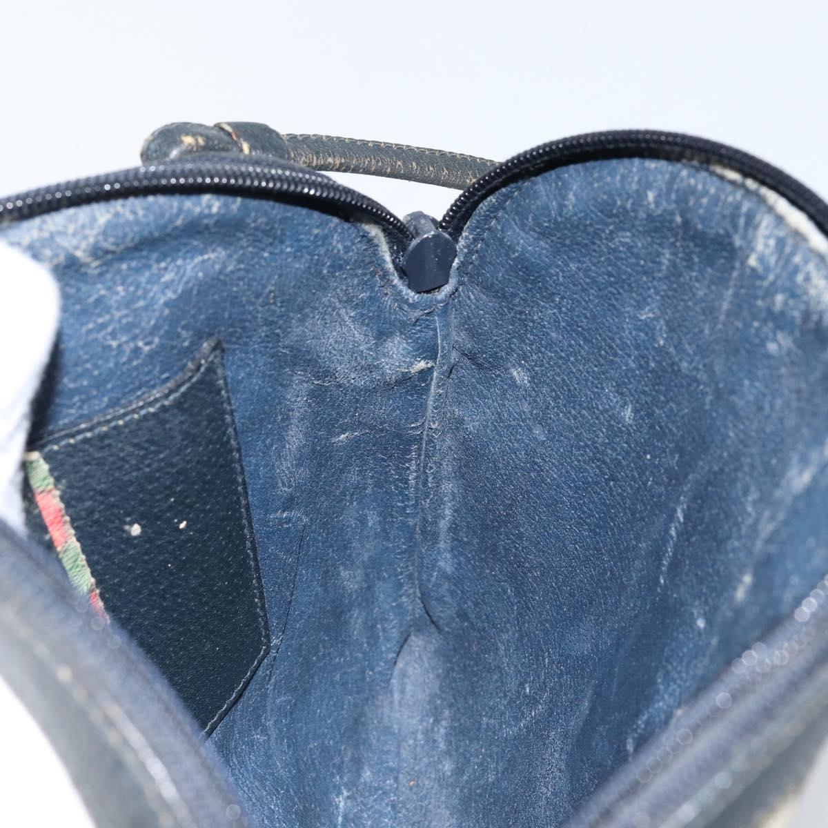 GUCCI GG Supreme Sherry Line Shoulder Bag PVC Navy Gold 89 02 047 Auth 143491