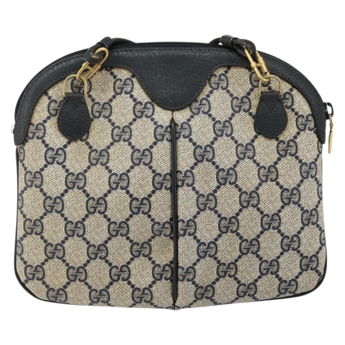 GUCCI GG Supreme Sherry Line Shoulder Bag PVC Navy Gold 89 02 047 Auth 143491