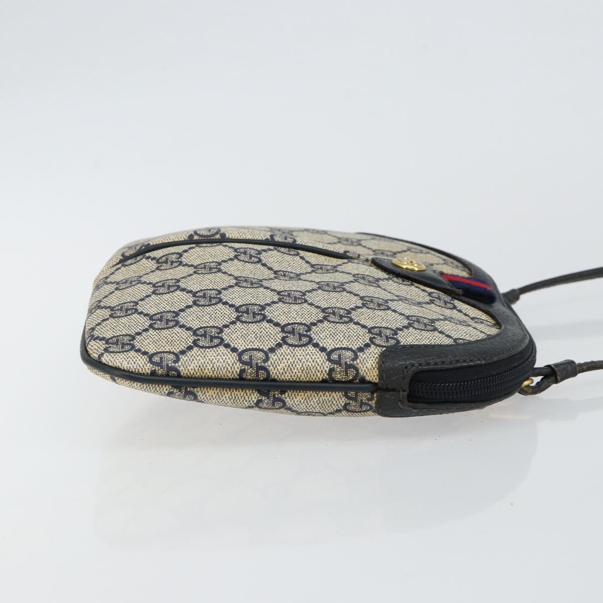 GUCCI GG Supreme Sherry Line Shoulder Bag PVC Navy Gold 89 02 047 Auth 143491
