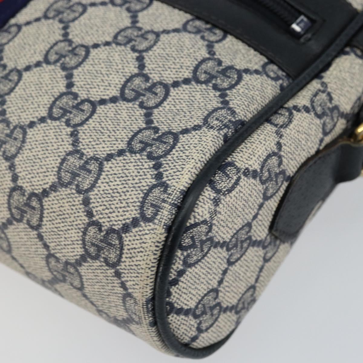 GUCCI GG Supreme Sherry Line Shoulder Bag PVC Navy Gold 72 001 3654 Auth 143492