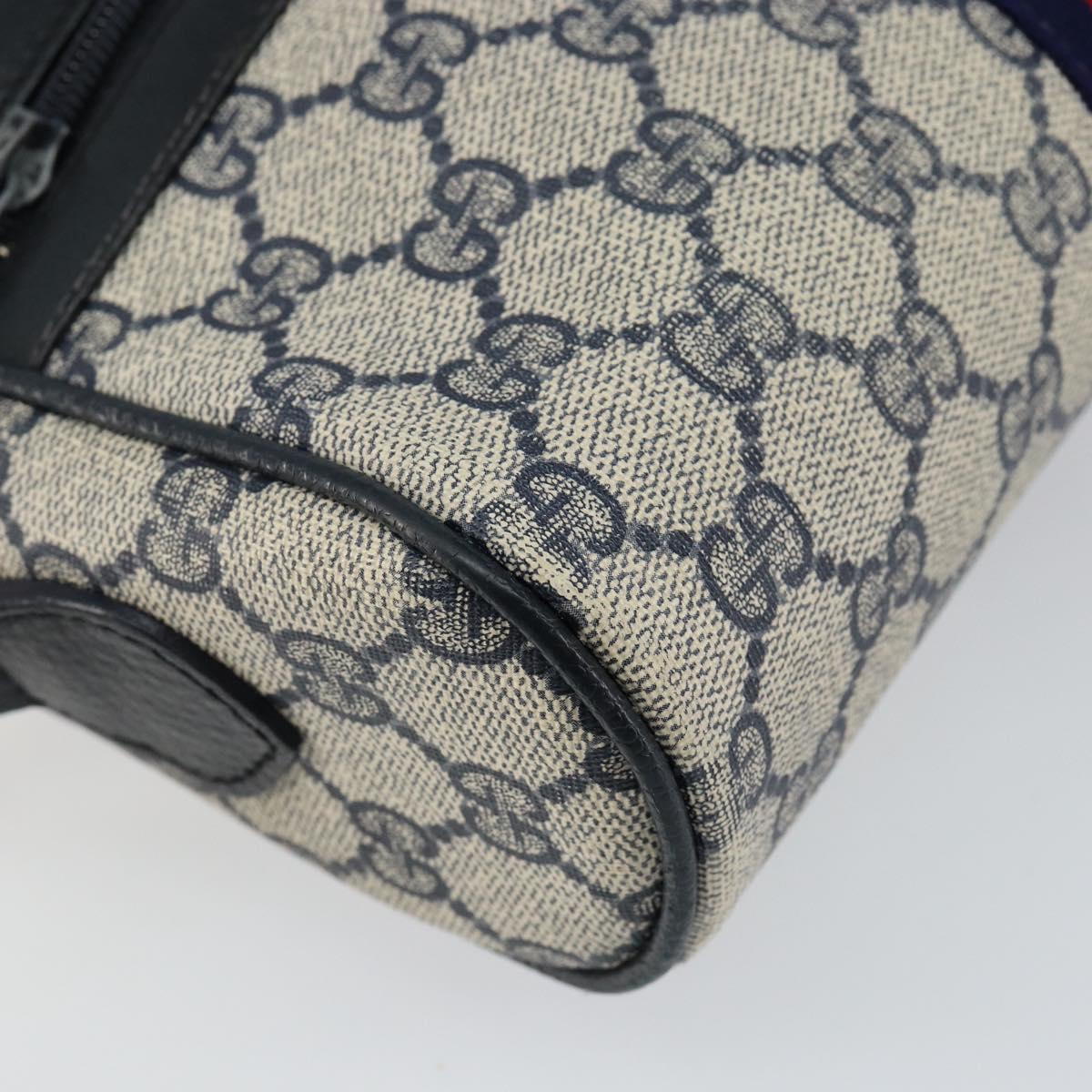 GUCCI GG Supreme Sherry Line Shoulder Bag PVC Navy Gold 72 001 3654 Auth 143492